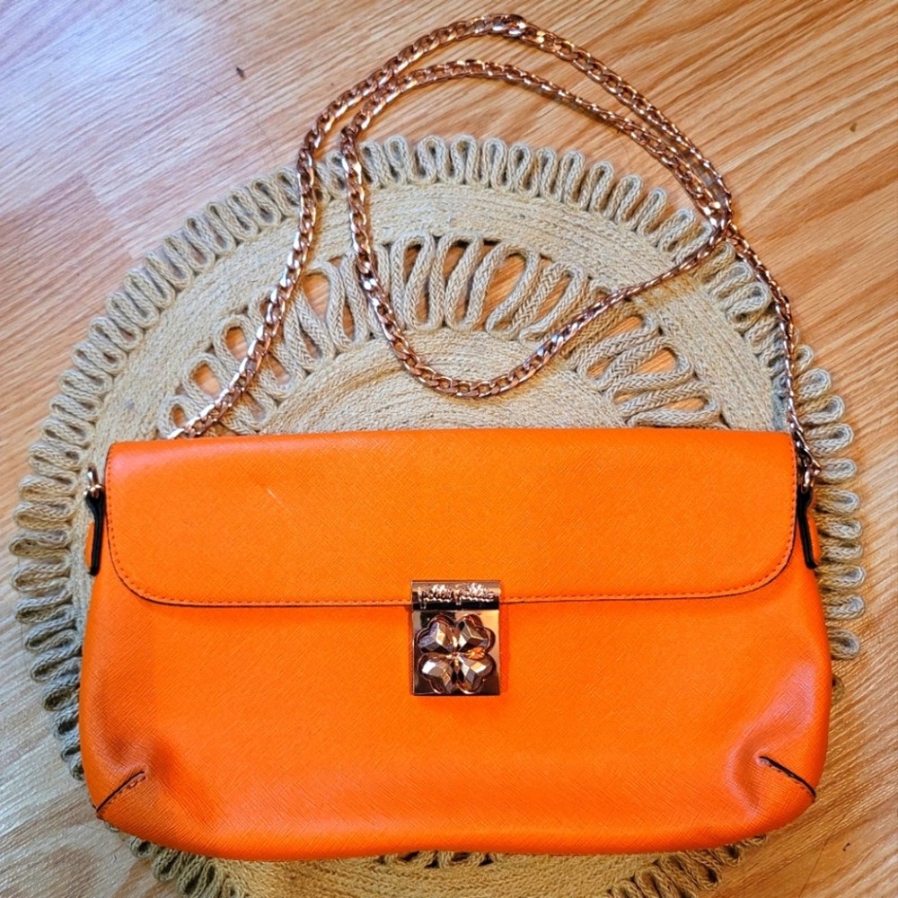 FOLLI FOLLIE Orange Chain Link Crossbody Bag